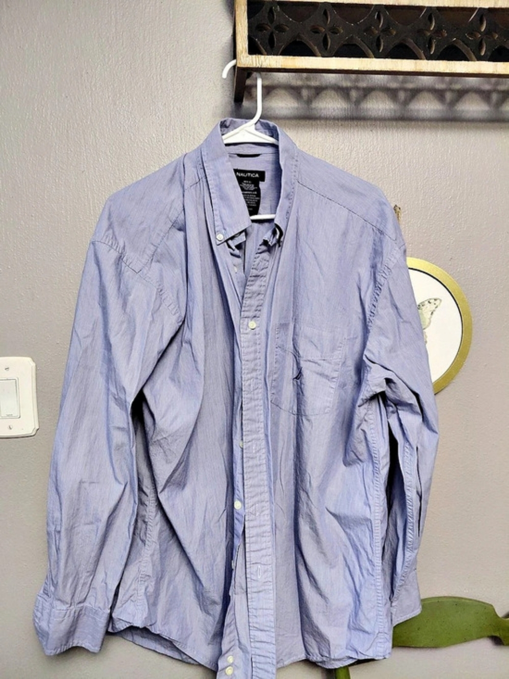 Nautica Classic Fit Striped Long-Sleeve Button-Down Shirt Men's Cotton Button